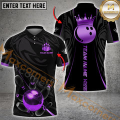 Maxcorners Bowling Crowned King Multicolor Customized Name, Team Name 3D Shirts