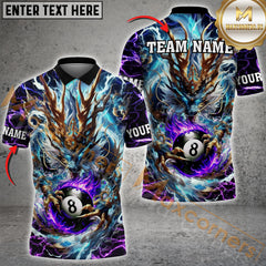 Maxcorners Billiard Mystic Storm Dragon 8-Ball Multicolor Personalized Name, Team Name 3D Shirt