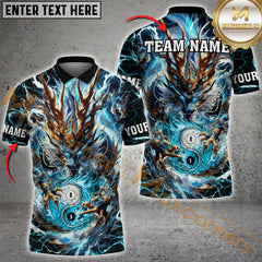Maxcorners Billiard Mystic Storm Dragon Yin Yang Multicolor Personalized Name, Team Name 3D Shirt