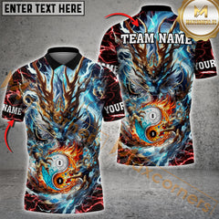 Maxcorners Billiard Mystic Storm Dragon Yin Yang Multicolor Personalized Name, Team Name 3D Shirt