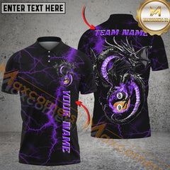 Maxcorners Billiard Dragon Yin And Yang 8 & 9-Ball Lightning Multicolor Personalized Name, Team Name 3D Shirt