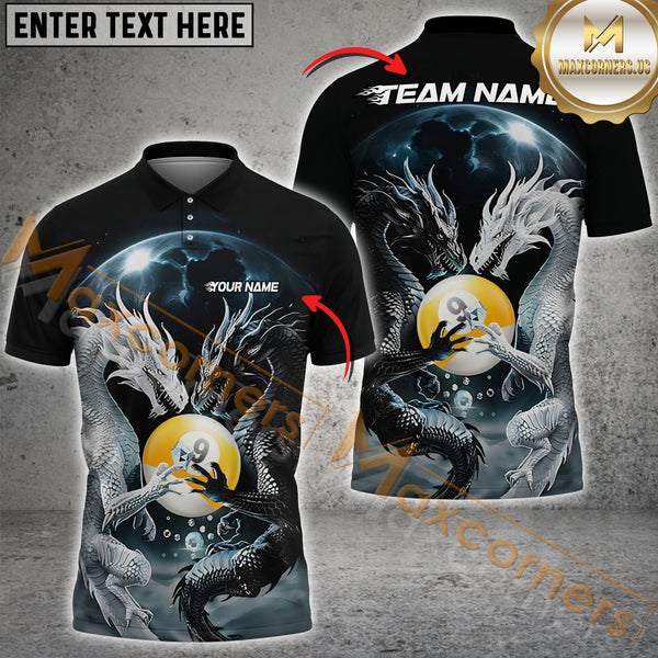Maxcorners Billiard Dragon Duel Multicolor Customized Name, Team Name 3D Shirt