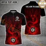 Maxcorners Billiard Crimson Dragon with 8-Ball Multicolor Personalized Name, Team Name 3D Shirt