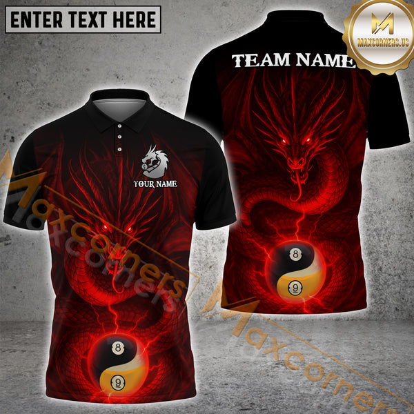 Maxcorners Billiard Dragon Yin Yang Ball 8&9 Multicolor Personalized Name, Team Name 3D Shirt