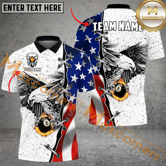 Maxcorners Billiard Ball 8 Flame Eagle Multicolor Options Personalized Name, Team Name 3D Shirt (4 Colors)
