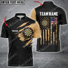Maxcorners Darts USA Flag Golden Mutilcolor Options Personalized Name, Team Name 3D Polo Shirt