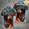 Maxcorners Thunder Lightning Flame Eagle Bowling Jersey Multicolor Option Personalized Name, Team Name 3D Polo Shirt