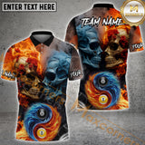 Maxcorners Billiard Inferno & Ice Skull Yin Yang Multicolor Personalized Name, Team Name 3D Shirt