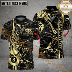 Maxcorners Billiard 8-Ball Flame Golden Multicolor Personalized Name, Team Name 3D Shirt
