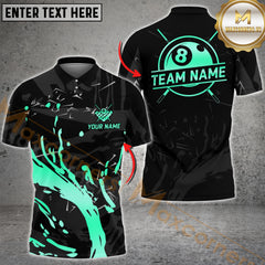 Maxcorners Billiard Golden Splash 8-Ball Pool Multicolor Customized Name, Team Name 3D Shirts