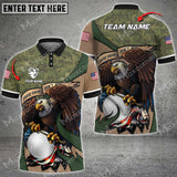 MaxCorners Customized Name Premium Eagle US Veteran Camo Pattern Golf Multicolor Custom 3D Polo Shirt