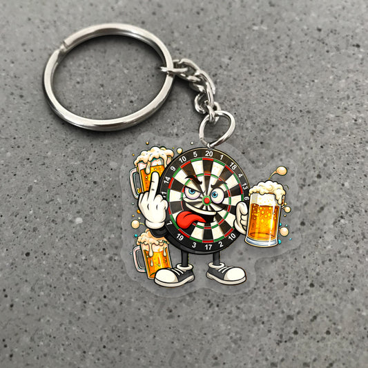 Maxcorners Darts Funny Beer Dartboard Mascot 3D Keychain And Ornament