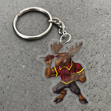 Maxcorners Darts Muscular Moose Player Mascot 3D Keychain And Ornament
