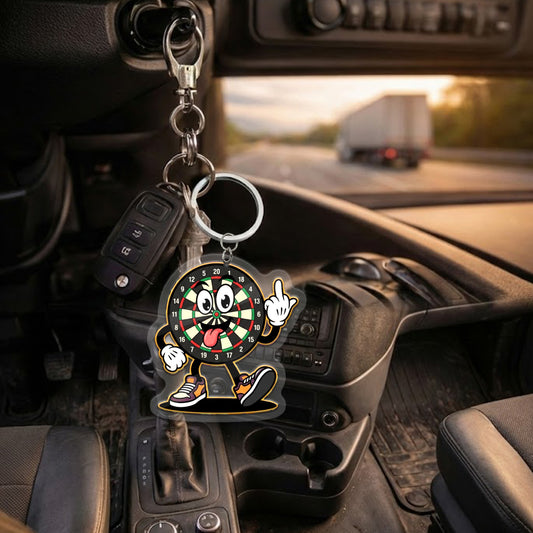 Maxcorners Darts Funny Dartboard Mascot 3D Keychain And Ornament