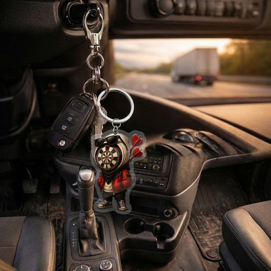 Maxcorners Darts Cool Dartboard Head Character 3D Keychain And Ornament