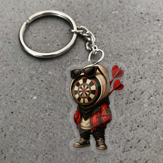 Maxcorners Darts Cool Dartboard Head Character 3D Keychain And Ornament