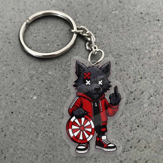 Maxcorners Darts Black Wolf Dartboard Mascot 3D Keychain And Ornament