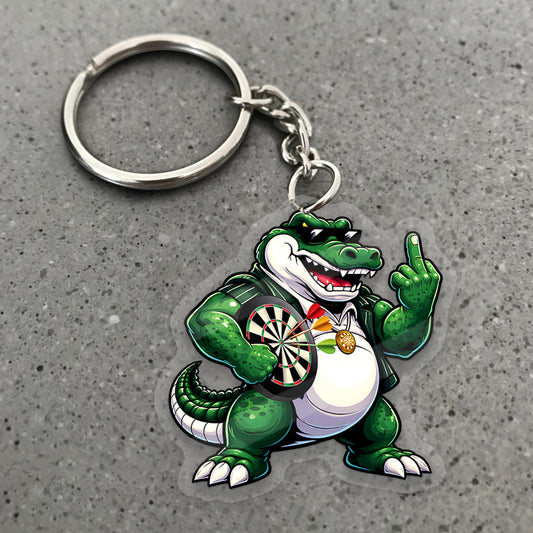 Maxcorners Darts Cool Crocodile Dartboard Mascot 3D Keychain And Ornament