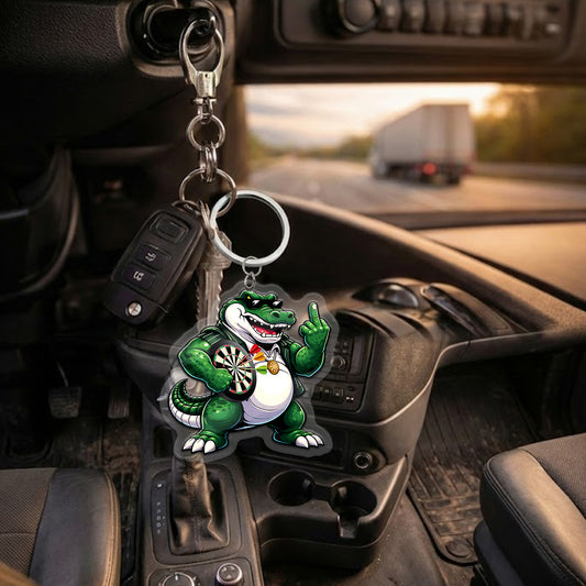 Maxcorners Darts Cool Crocodile Dartboard Mascot 3D Keychain And Ornament
