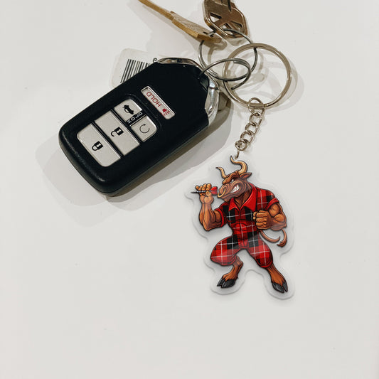 Maxcorners Darts Angry Bull Plaid Outfit 3D Keychain And Ornament