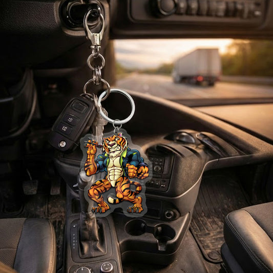 Maxcorners Darts Muscular Tiger Player Mascot 3D Keychain And Ornament