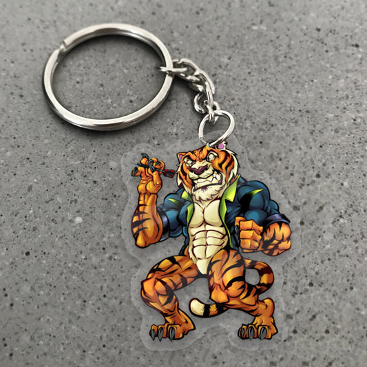 Maxcorners Darts Muscular Tiger Player Mascot 3D Keychain And Ornament