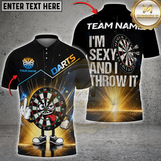 Maxcorners Darts Cartoon Dartboard Middle Finger And I’m Sexy And I Throw It Personalized Name 3D Unisex Shirt