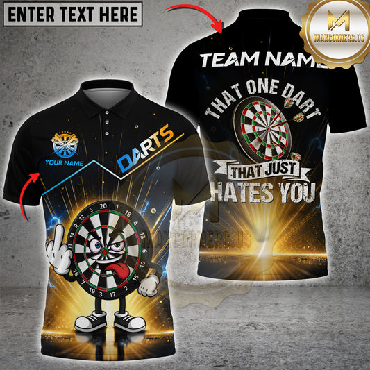 Maxcorners Darts Cartoon Dartboard Middle Finger And That One Dart That Just Hates You Personalized Name 3D Unisex Shirt