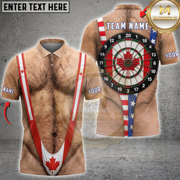 Maxcorners Darts Canadian Flag Mankini Dartboard Personalized Name 3D Unisex Shirt
