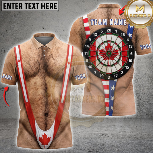 Maxcorners Darts Canadian Flag Mankini Dartboard Personalized Name 3D Unisex Shirt