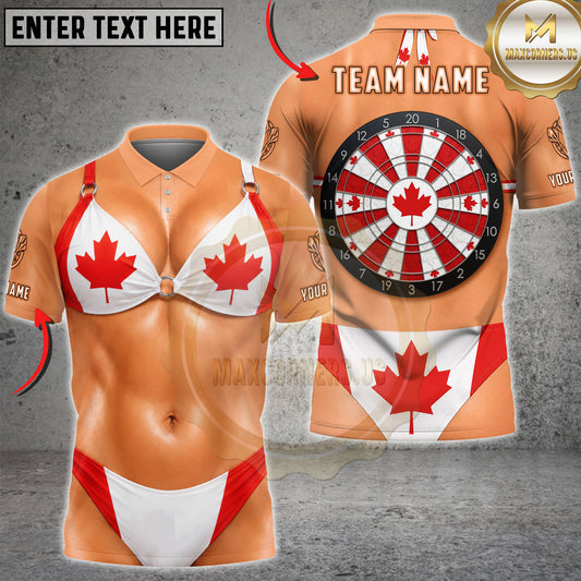 Maxcorners Darts Canadian Flag Dartboard Bikini Personalized Name 3D Unisex Shirt