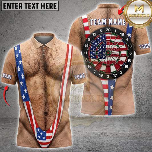 Maxcorners Darts American Flag Mankini Dartboard Personalized Name 3D Unisex Shirt