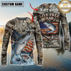 Maxcorners Patriotic Fishing Camo Personalized Name, Team Name 3D Long Sleeve Shirt (Mahi-mahi, Tuna, Chinook, Marlin, Striped Bass, Salmon)