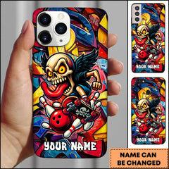 Maxcorners Bowling Graffiti Skull Red Ball Urban Art Personalized Name 3D Phone Case