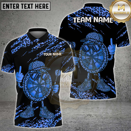 Maxcorners Darts Leopard Cartoon Character Design Multicolor Customized Name, Team Name 3D Shirts
