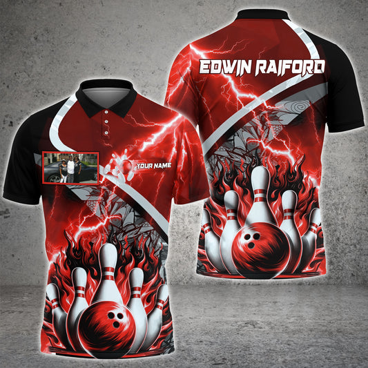 Maxcorners Thunder Breaker Bowling Jersey Multicolor Options Personalized Name, Team Name 3D Shirt For Edwin Raiford