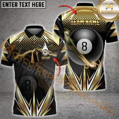 Maxcorners Billiard Golden Lightning Blast 8-Ball Pool Multicolor Options Personalized Name, Team Name 3D Shirt