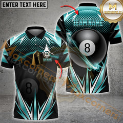 Maxcorners Billiard Golden Lightning Blast 8-Ball Pool Multicolor Options Personalized Name, Team Name 3D Shirt