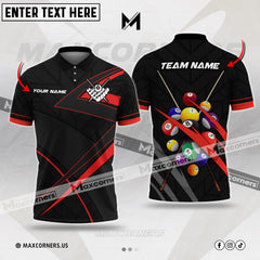 Maxcorners Billiard Ball Multicolor Options Personalized Name, Team Name 3D Polo Shirt
