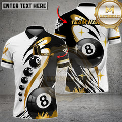 Maxcorners Billiard Classic 8-Ball Black & White Multicolor Customized Name, Team Name 3D Shirt
