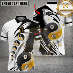 Maxcorners Billiard Classic Yin-Yang 8 & 9 Ball Black & White Multicolor Customized Name, Team Name 3D Shirt
