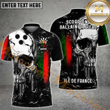 Maxcorners Skull Portuges Flag Bowling Jersey Customized Name, Team Name 3D Polo Shirt For Bruno