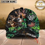 Maxcorners Personalized American Flag Forest Camo Deer Hunting 3D Cap, Perfect Gift for Hunter
