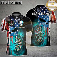 Maxcorners Darts American Flag Punisher Multicolor Customized Name, Team Name 3D Shirts