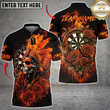 Maxcorners Darts Skull Fire Roses Multicolor Customized Name, Team Name 3D Shirts