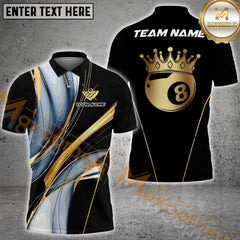 Maxcorners Billiard Crown 8-Ball Multicolor Personalized Name, Team Name 3D Shirt