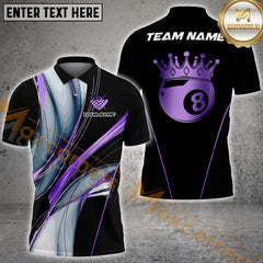 Maxcorners Billiard Crown 8-Ball Multicolor Personalized Name, Team Name 3D Shirt