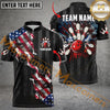 MaxCorners Bowling And Pins Black American Flag Smoke  Customized Name, Team Name 3D Shirt For Women