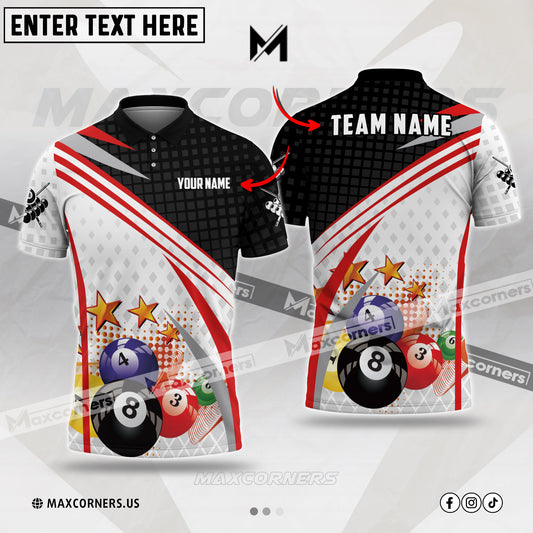 Maxcorners Billiards Ball Sport Jersey Multicolor Options Personalized Name, Team Name 3D Shirt (4 Colors)