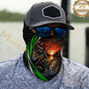 Maxcorners Fishing Skull Angler Green Wave 3D Neck Gaiter (9 Fish Species)